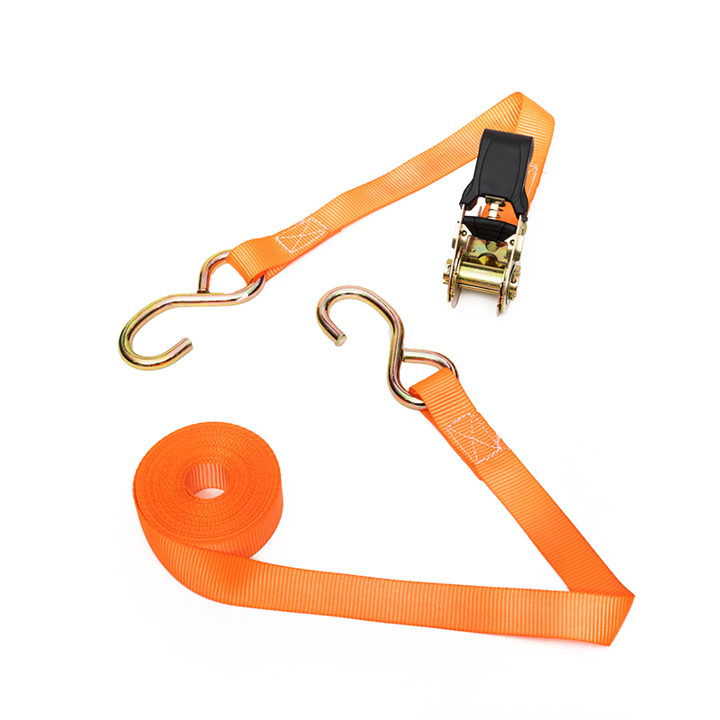 1 بوصة 25 ملم 800 كجم من الأشرطة ترابط Ratchet مع خطاف S الأسود مغلف