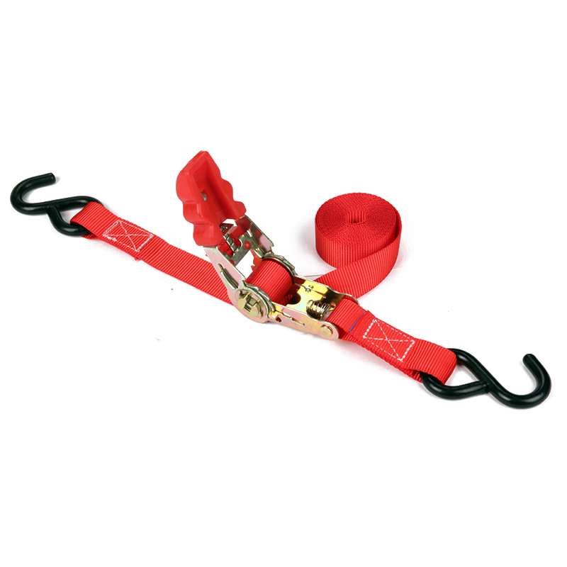 1 بوصة 25 ملم 800 كجم من الأشرطة ترابط Ratchet مع خطاف S الأسود مغلف